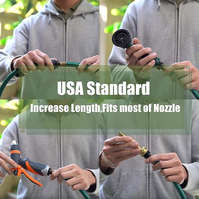 Garden Hose Durable for Patio Cleaner: Heavy Duty 15 FT 1/2 Inch PVC Hose with GHT Fittings for High-Pressure Watering Tasks
