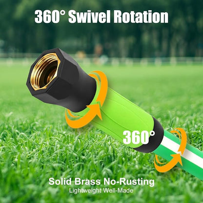 SANFU Upgraded Hybrid Garden Hose 5/8-Inch X 25 FT, Heavy Duty, Burst 800PSI, Water Hose Non-Kinking With Grip Handle, 3/4" GHT Solid Brass Fittings, Green+White