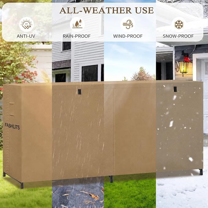 8ft Waterproof Firewood Rack Cover, Heavy Duty 600D Oxford Outdoor Storage Wood Rack Cover For Outdoor, Indoor, Patio(Cover Only, Rack Not Included)