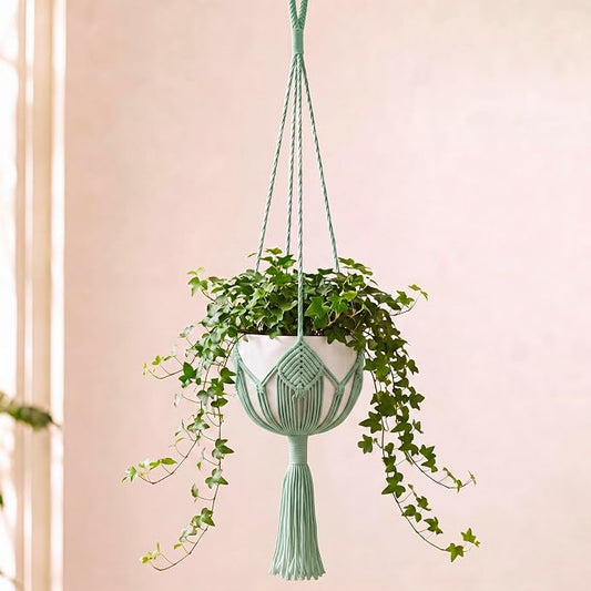 Shappy Boho Macrame Plant Hanger, Large Hanging Planter Plant Holder Pot Hanger Hanging Basket Wall Planters, Plants Lover Gift for Indoor Garden