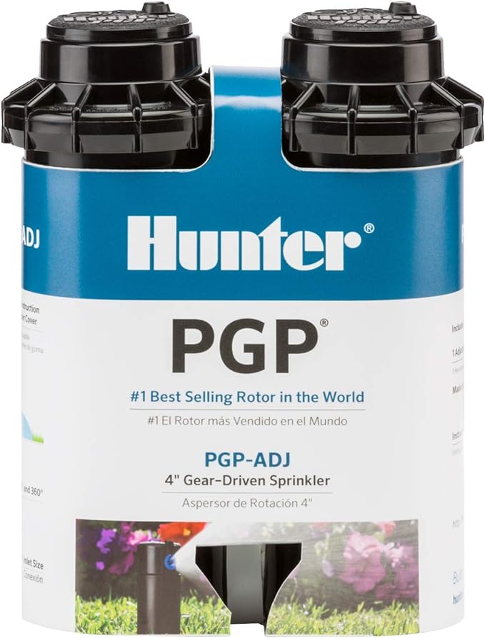 Hunter PGP-ADJ 3/4" Rotor Lawn Sprinkler Head, 22-52 ft, 4in Pop-Up, 2 Pack