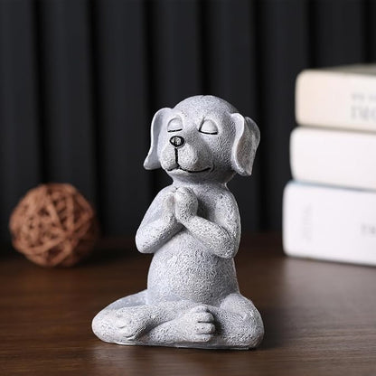 Meditating Buddha Dog Statue, Resin Yoga Dog Figurine, Cute Funny Zen Animal Tabletop Decor for Home and Garden