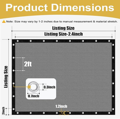 Shade&Beyond 90% Sun Shade Cloth with Grommets, 6' X 16' Pergola Shade Cover Canopy, Mesh Tarp Sun Screens for Patio, Outdoor, Garden, Backyard, Light Gray