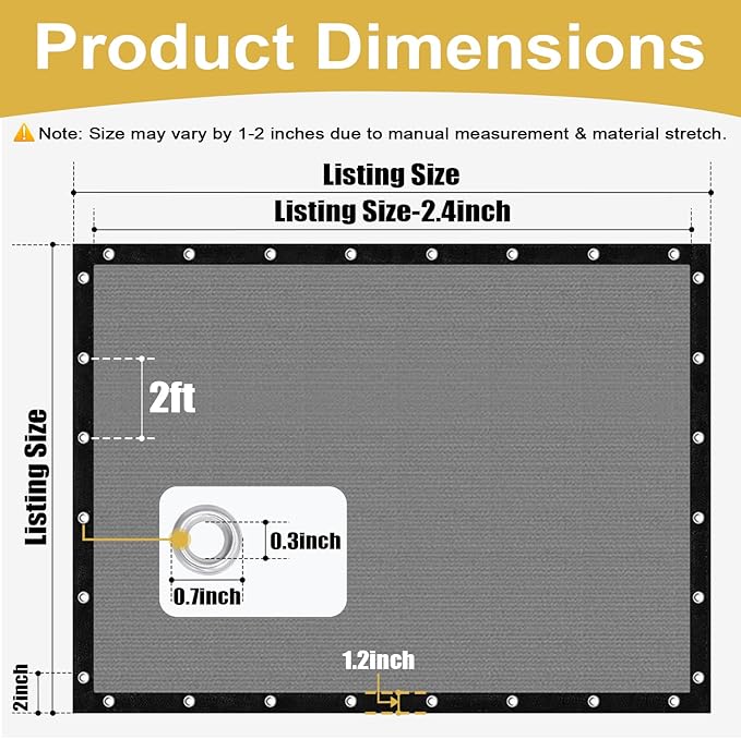 Shade&Beyond 90% Sun Shade Cloth with Grommets, 10' X 12' Pergola Shade Cover Canopy, Mesh Tarp Sun Screens for Patio, Outdoor, Garden, Backyard, Light Gray