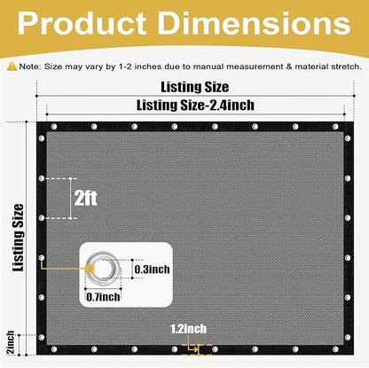 Shade&Beyond 90% Sun Shade Cloth with Grommets, 10' X 12' Pergola Shade Cover Canopy, Mesh Tarp Sun Screens for Patio, Outdoor, Garden, Backyard, Light Gray