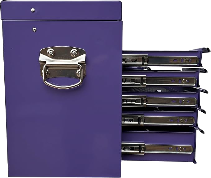 Workington Portable Metal Tool Chest with 9 Drawers, 24" 9-Drawer Tool Chest Cabinet with Ball Bearing Drawer Slides, Steel Tool Storage Box Organizer 4006 Purple
