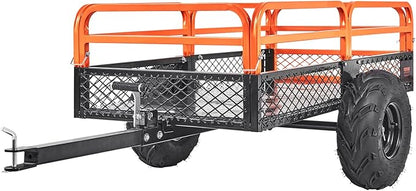 VEVOR ATV UTV Trailer Tow Behind Dump Cart | 1500lbs Capacity, 15 Cubic Feet, Heavy Duty, For Lawn Mower Tractor, Yard Garden Use