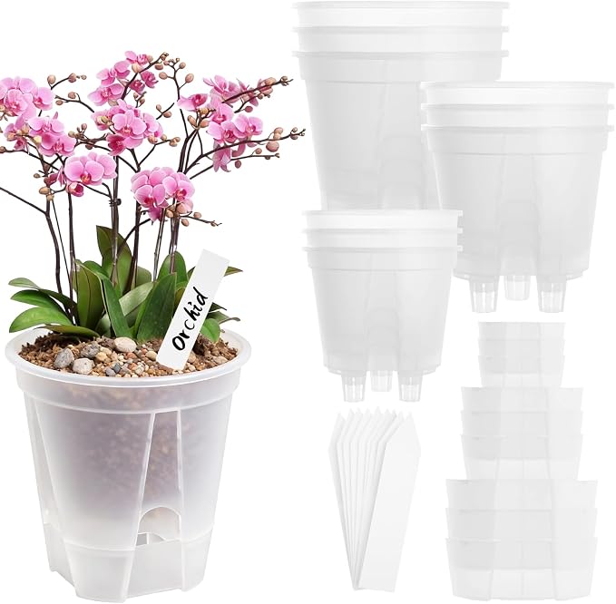 Self Watering Pots Clear – 9 Pcs Indoor & Outdoor Planters with 5", 6", 7" Sizes, Deep Reservoir, High Drainage & Breathable Design, Perfect for Busy, Travel, Beginner Plant Care