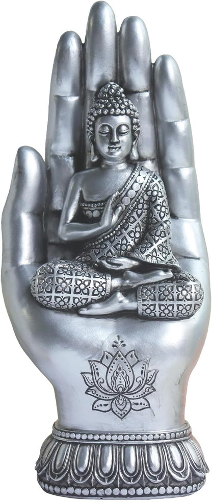 Pigort Buddha Statue Home and Garden Zen Lotus Decorative Sculpture Praying Collectibles Figurines,Home Decoration for Self 9.1 in, Resin