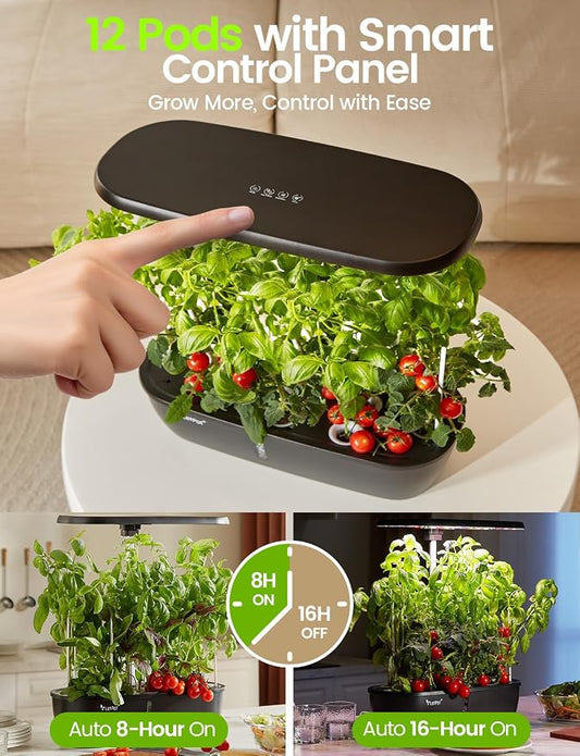 LETPOT Hydroponics Growing System, 12 Pods Indoor Herb Garden Kit with 24W LED Grow Light, 5.5L Water Tank & 16" Adjustable Height, Smart Indoor Gardening System for Kitchen, Home & Gift
