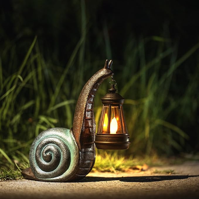 Solar Garden Snail Statue,Lawn Decor Statue for Patio, Balcony, Yard Ornament - Mothers Day Gifts for Mom Grandma Women