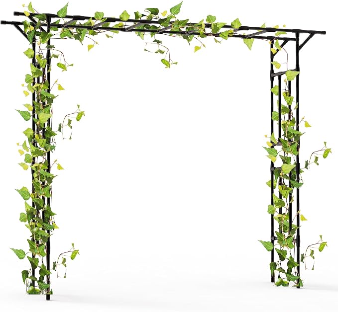 Garden Arch Trellis - 100" L x 86" H Supersize Flattop Garden Arch - Garden Trellis for Lawn, Party, Ceremony Wedding Decoration (Leg spacing 79")