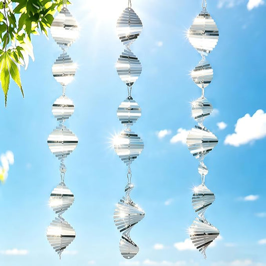 Bird Deterrents for Outside, 9PCS 3D Wind Spinners Outdoor Garden Decor, Bird Reflectors to Keep Birds, Woodpeckers, Pigeons Away from House, Outdoor Garden, Patio and Yard