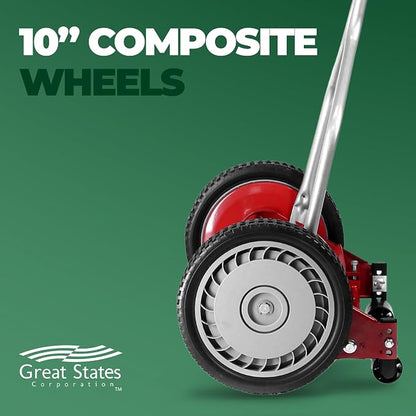 Great States 304-14 14-Inch 5-Blade Push Reel Lawn Mower, Red