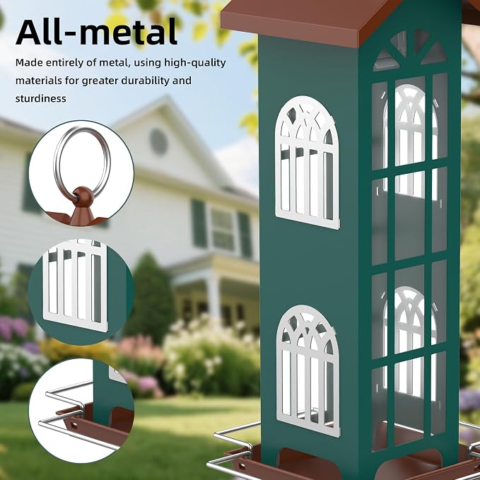 Metal Wild Bird Feeder,Bird Feeders for Outdoors Hanging,Waterproof and Rust-Proof,Easy to Clean,Disassemble and Assemble