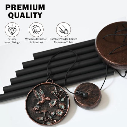 Vanquer Gift Wind Chimes for Outside - 30'' Wind Chimes Outdoor Clearance, Windchimes Outdoors, Memorial Wind Chimes, Sympathy Gift, Patio, Home Décor, Vintage Black (30" Hummingbird)