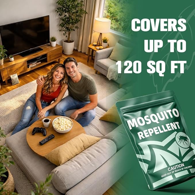 Mosquito Repellent Outdoor Patio, Backyard Mosquito Repellents, Mosquito Deterrent Indoor for Home, Mosquito Repellent for Door, Keep Mosquito Away from Garage, Last up to 2 Months-8 Pouches