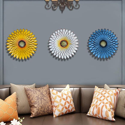 AHYS Metal Flowers Wall Decor Indoor Outdoor Metal Wall Art for Farmhouse Home Living Room Bedroom Bathroom Garden Decor – Blue