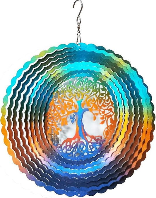 FONMY Stainless Steel Wind Spinner Worth Gifts Indoor Outdoor Garden Decoration Crafts Ornaments 12Inch Multi Color Life Tree Wind Spinners
