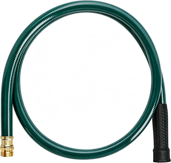 Worth Leader Short Garden Hose 3/4 in. x 5 ft. -Heavy Duty,Durable,Lightweight,Male to Female Fittings -No Kink Leakproof PVC Flexible Water Pipe -Brass Aluminum Ends for Household & Commercial -Green