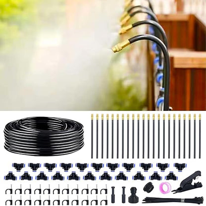 360° Adjustable Drip Irrigation System - 66 FT Automatic Garden Watering System with 22 Nozzles, Raised Bed Sprinkler System, Garden Mister for Yard, Lawn, Plants, 5/16" Tubing