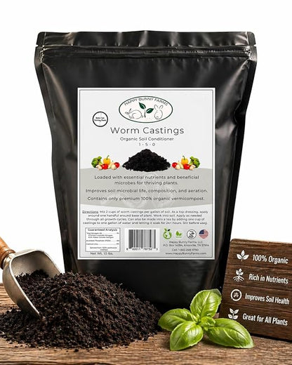 Worm Castings for Plants, 1 QT (1.5lbs). Organic Soil Rebuilder and Plant Fertilizer.