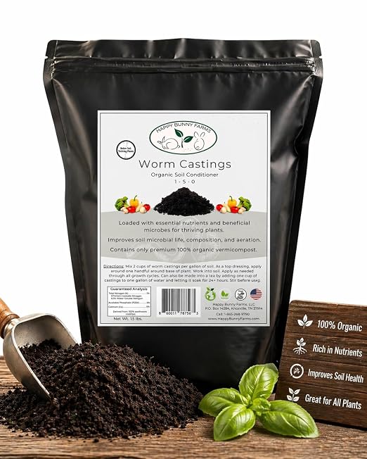 Worm Castings for Plants, 1 QT (1.5lbs). Organic Soil Rebuilder and Plant Fertilizer.