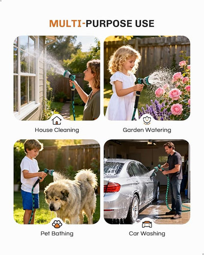 WELLUCK 50 FT Garden Hose - Ultra-Strong 3750D, Flexible Water Hose, Lightweight Non-Expanding hose with 10 Function Sprayer, Leak proof, Pressure Resistant for Yard, Outdoor