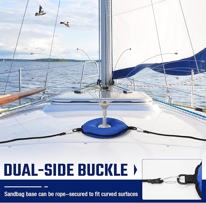 Weighted Sand Bag Boat Base Use with Long Legs Bird Deterrent, Compatible with BIRD·B·GONE/Bird Barrier Long Legs Bird Deterrent, Fit for Most Surfaces Such as Awnings, Canvas Tops, Decks, etc, Blue