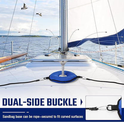 Weighted Sand Bag Boat Base Use with Long Legs Bird Deterrent, Compatible with BIRD·B·GONE/Bird Barrier Long Legs Bird Deterrent, Fit for Most Surfaces Such as Awnings, Canvas Tops, Decks, etc, Blue