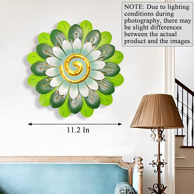 Metal Flowers Wall Decor Indoor Outdoor Metal Wall Art for Home Farmhouse Living Room Bedroom Bathroom Garden Decorations - Green