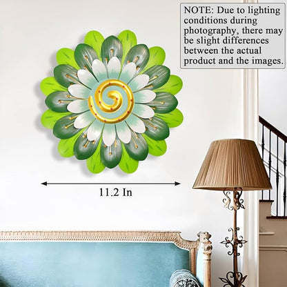 Metal Flowers Wall Decor Indoor Outdoor Metal Wall Art for Home Farmhouse Living Room Bedroom Bathroom Garden Decorations - Green