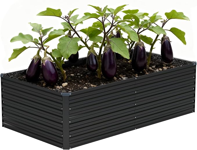 Vengarus 6x3x2ft Galvanized Raised Garden Bed,Metal Raised Beds Kit Black | 2FT Deep Root Elevated Garden Planter Box, Corrugated Steel, Open Bottom, Rustproof All Weather, Large Vegetable Flower Bed