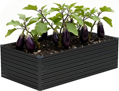 Vengarus 6x3x2ft Galvanized Raised Garden Bed,Metal Raised Beds Kit Black | 2FT Deep Root Elevated Garden Planter Box, Corrugated Steel, Open Bottom, Rustproof All Weather, Large Vegetable Flower Bed
