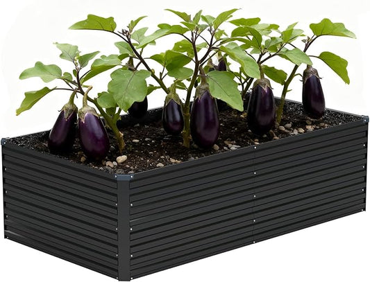 Vengarus 6x3x2ft Galvanized Raised Garden Bed,Metal Raised Beds Kit Black | 2FT Deep Root Elevated Garden Planter Box, Corrugated Steel, Open Bottom, Rustproof All Weather, Large Vegetable Flower Bed