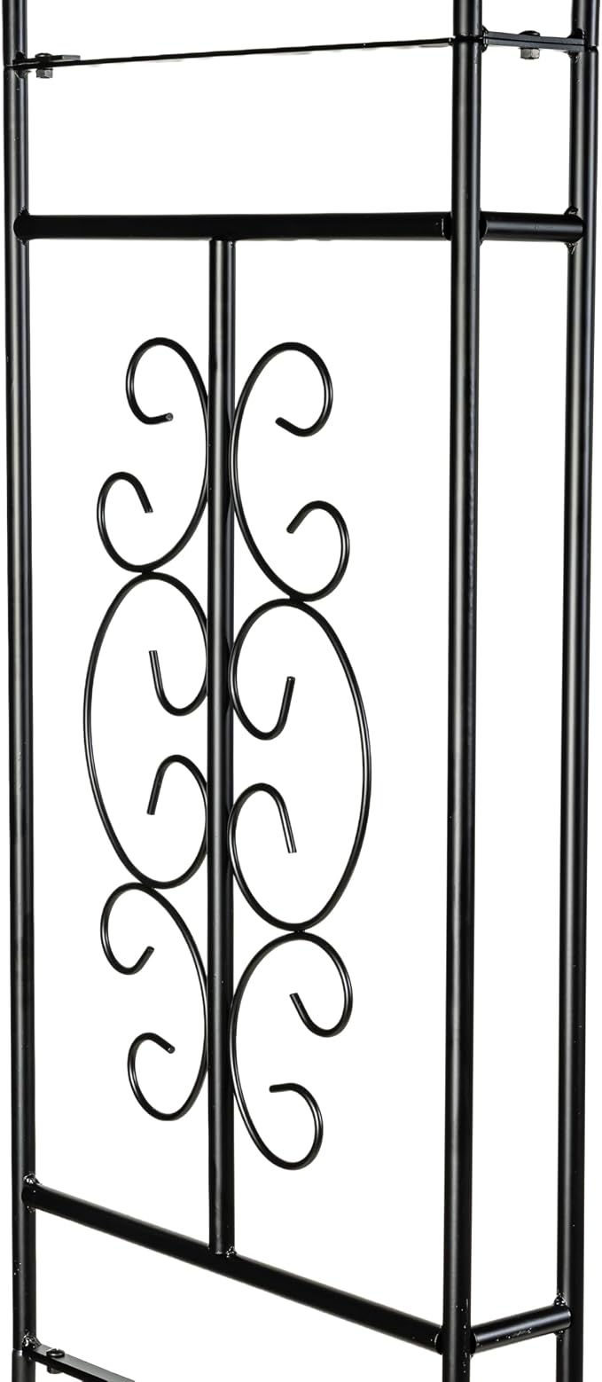 Plow & Hearth Arch Metal Outdoor Garden Arbor 7 Feet Tall Black Iron Trellis for Climbing Plants Outdoor, Wedding Party Arch, Outdoor Patio Decor