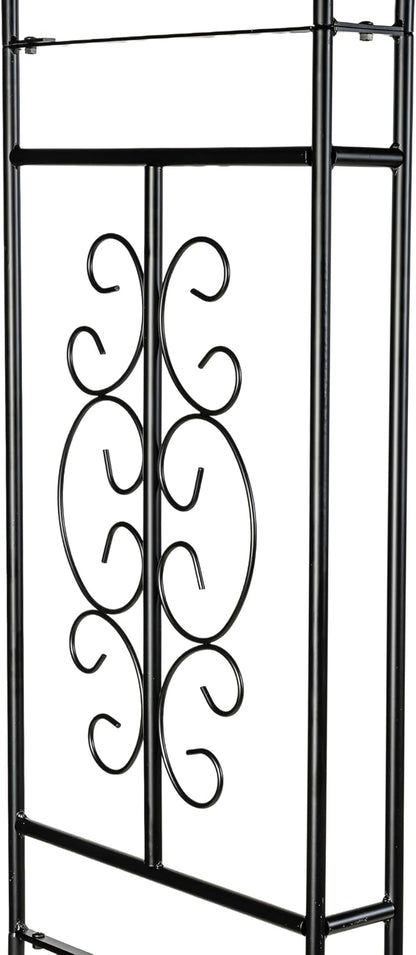 Plow & Hearth Arch Metal Outdoor Garden Arbor 7 Feet Tall Black Iron Trellis for Climbing Plants Outdoor, Wedding Party Arch, Outdoor Patio Decor