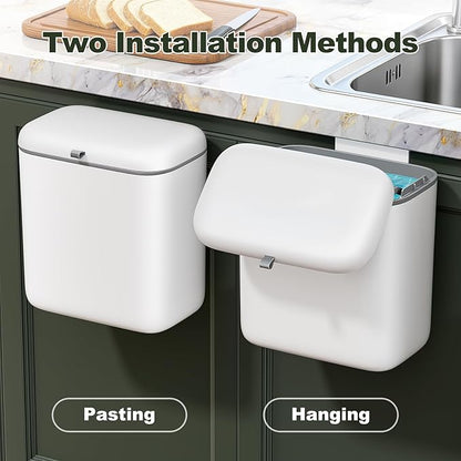 CTIME Compost Bin Kitchen 1.8 Gallon, Hanging Small Compost Bin for Countertop or Under Sink, Indoor Food Waste Bin for Kitchens Bathrooms Living Rooms RVs Bedroom