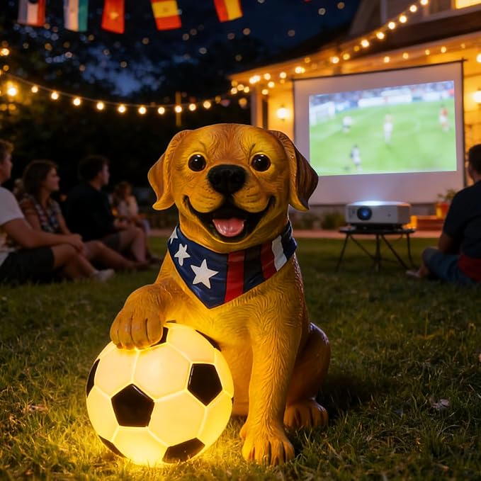 World Cup 2026 Decor, World Cup Gifts for Sports Fans, Solar Outdoor Garden Statues Lights, Dog Sculpture Garden Decor, Unique Housewarming & Yard Decoration Gifts for Women, Men, Daughter
