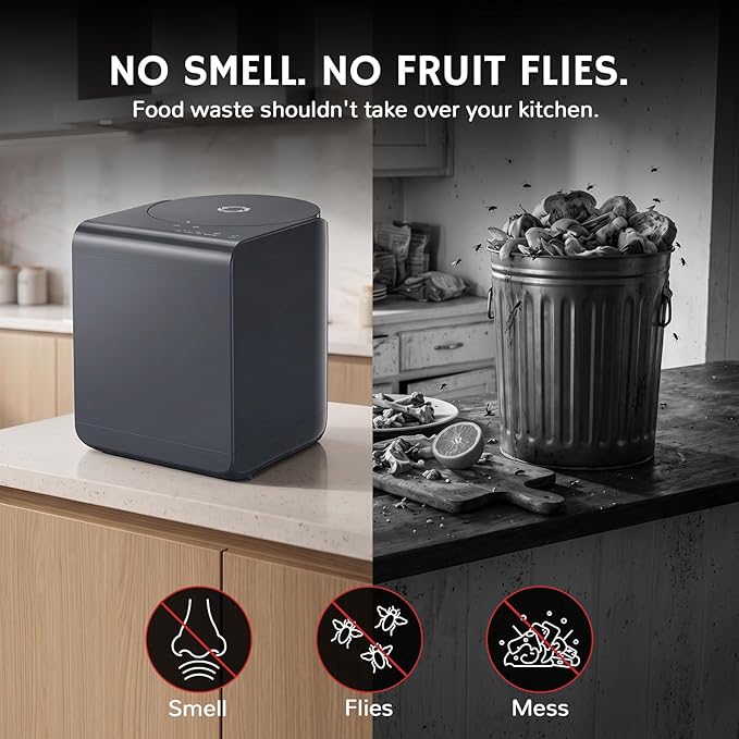 Airthereal Revive Food-to-Soil System, Odorless Countertop Electric Kitchen Composter, 1-Click Smart Operation, Powerful Sharksden Trinity Blade to Cycle Food Waste into Earth Nutrition
