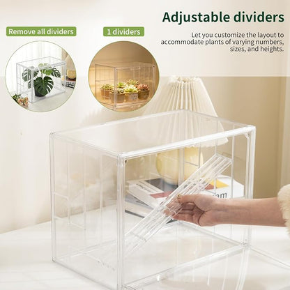 Mini Greenhouse Indoor with Magnetic Door, M-4tier-2pcs | Retains Warmth & Moisture, Durable Construction, Magnetic Door, Adjustable Dividers Fit Different Plants, Tool-Free Assembly