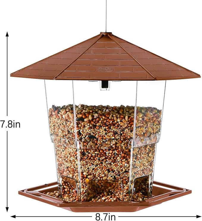 Jealoeur Bird Feeders for Outdoors Hanging Bird Feeder Wild Birds Seed, Brown