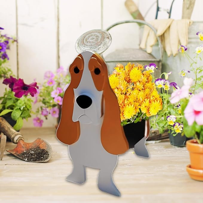 Basset Hound Dog Planter Pots, 9.84 x 10.24 x 15.75 Inches | Large Dog Flower Pot, Cute Animal Shaped Plant Pot, Gifts for Women & Pet Lovers, Indoor Outdoor Garden Home Office Decor