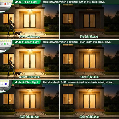 Solar Outdoor Lights Motion Sensor, 2500LM 286 LED Security Flood Lights with Visual Battery & Mode Display, 3 Lighting Modes, IP65 Waterproof 3-Head Wide Angle for Garage, Yard, Patio (6P Warm White)