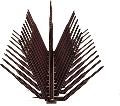 Bird B Gone - Brown Plastic Anti Bird Spikes (24') - Humane Deterrent - Stops Pigeons & Birds from Roosting - UV-Stabilized Polycarbonate - for Rooftops, Ledges, Fences, Etc - Made in USA