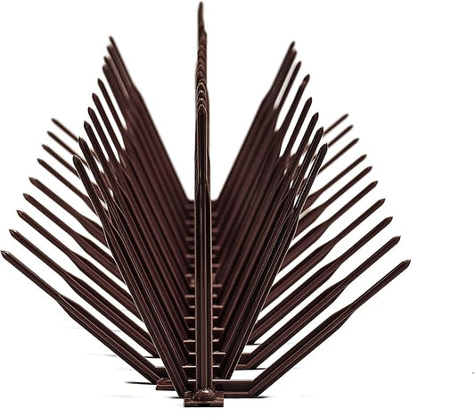 Bird B Gone - Brown Plastic Anti Bird Spikes (50') - Humane Deterrent - Stops Pigeons & Birds from Roosting - UV-Stabilized Polycarbonate - for Rooftops, Ledges, Fences, Etc - Made in USA