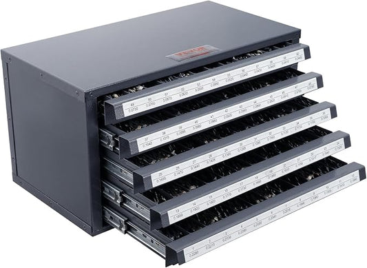 VEVOR Drill Bit Dispenser Cabinet, Five-Drawer Drill Bit Dispenser, 60-Compartment Drill Bit Organizer Cabinet, Drill Dispenser Organizer Cabinet Holder for Jobber Length Wire Gauge Sizes 1 to 60