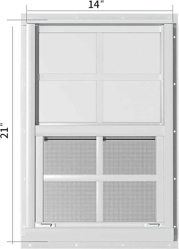 2 Pack Shed Windows 14" W x 21" H Flush Mount, White Household Windows for Playhouses, Barns, Chicken Coop