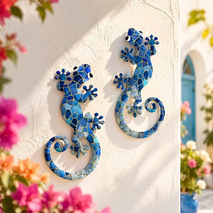 LIFFY Metal Gecko Wall Decor 2 Pack, Outdoor Lizard Wall Art, Metal Lizards Wall Decor, Gecko Wall Art for Home Garden Yard Fence (15 inch)