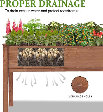 Raised Garden Bed with Legs, 48x24x30 in Planter Boxes Outdoor, Elevated Wooden Planter Box Standing Growing Bed for Gardening, Backyard, Patio and Balcony (Coffee, 48x24x30)